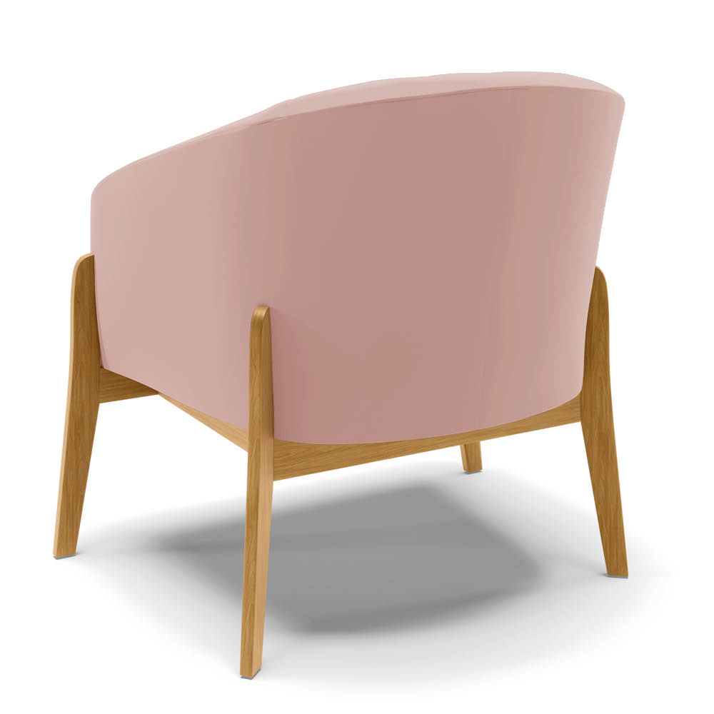 Poltrona Stella Veludo Rosê Base Madeira Castanho - D'Rossi