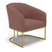 Poltrona Stella Veludo Rosê Base Metálica Industrial Dourado - D'Rossi