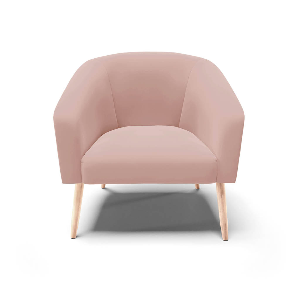 Poltrona Stella Veludo Rosê Pés Palito Natural - D'Rossi