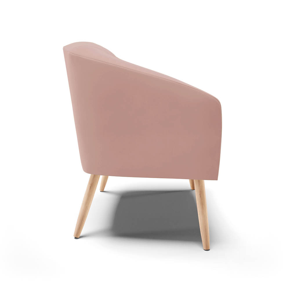 Poltrona Stella Veludo Rosê Pés Palito Natural - D'Rossi