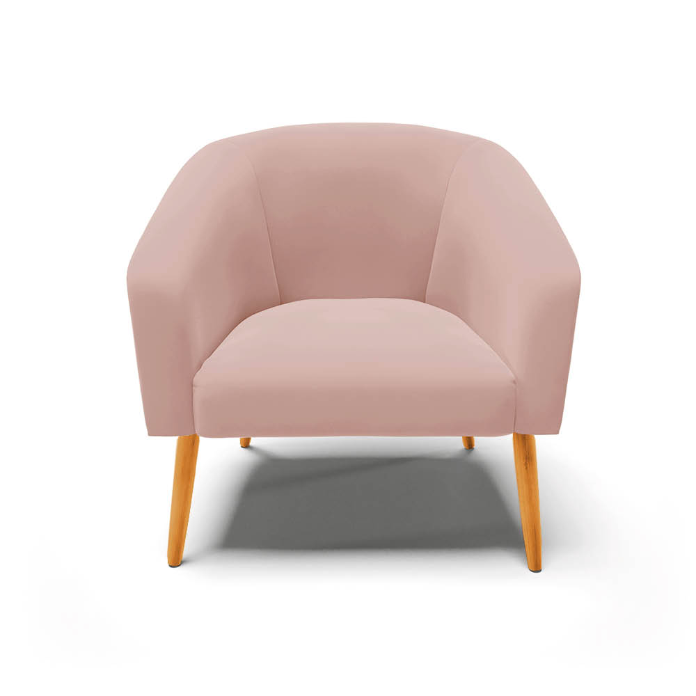 Poltrona Stella Veludo Rose Pés Palito Castanho D'Rossi