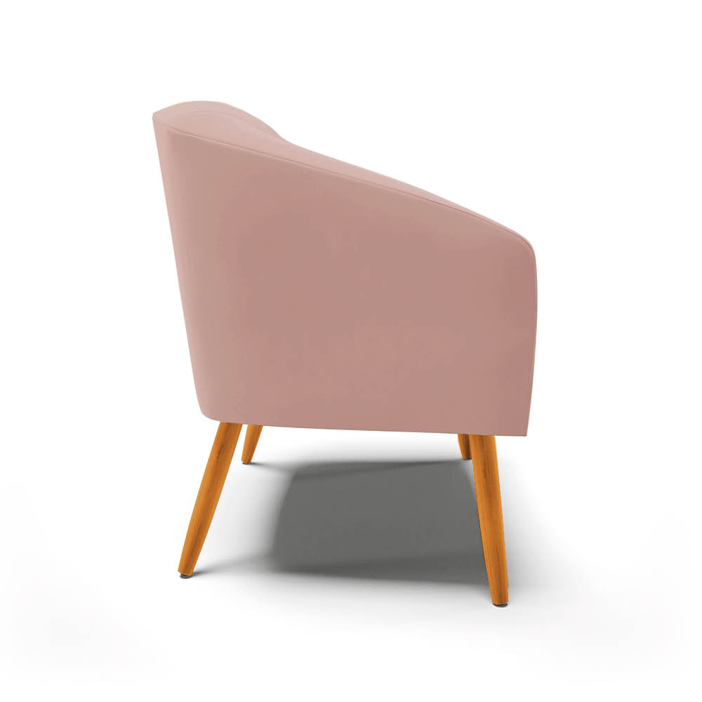 Poltrona Stella Veludo Rose Pés Palito Castanho D'Rossi