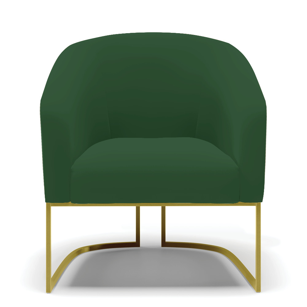Poltrona Stella Veludo Verde Base Industrial Dourada - D'Rossi