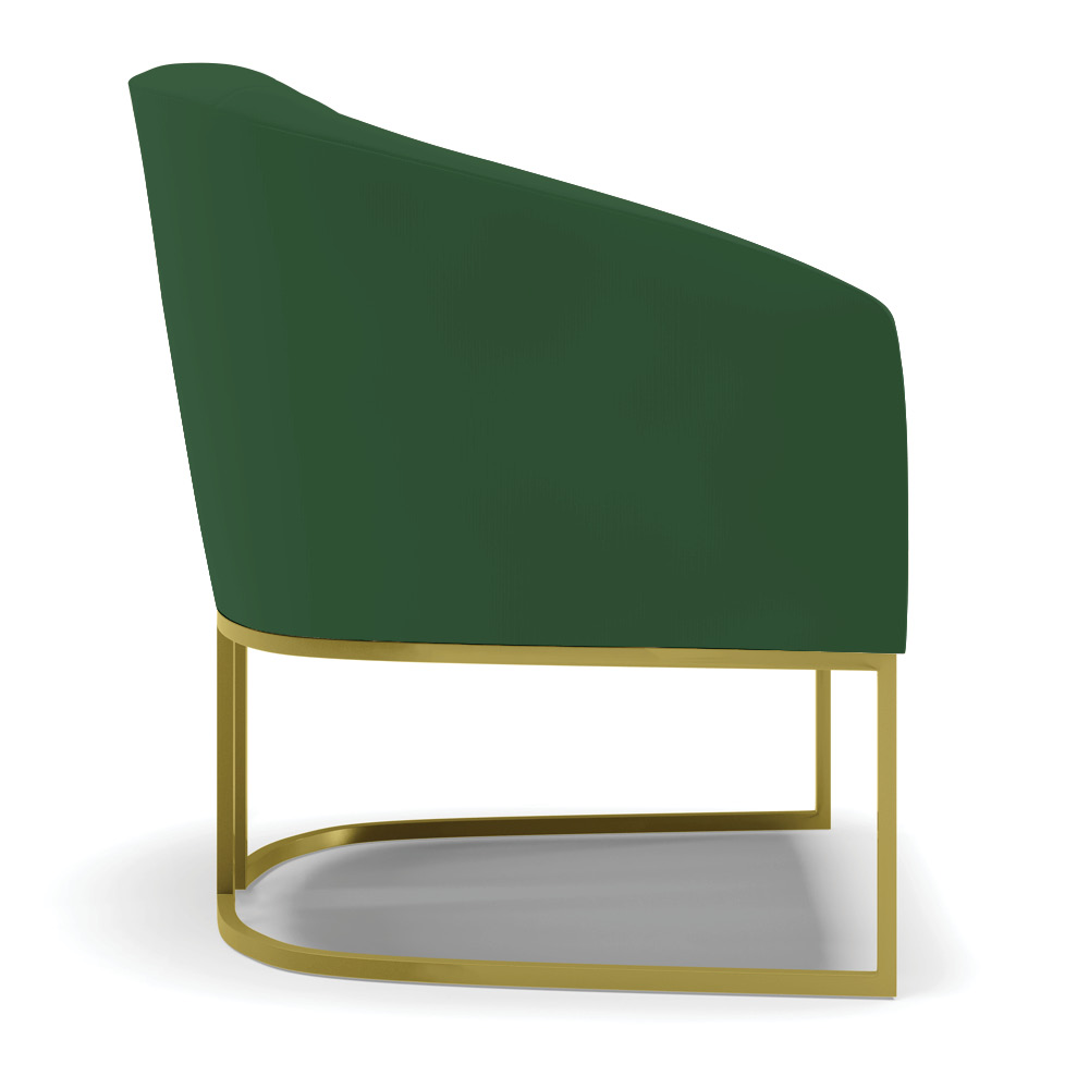 Poltrona Stella Veludo Verde Base Industrial Dourada - D'Rossi
