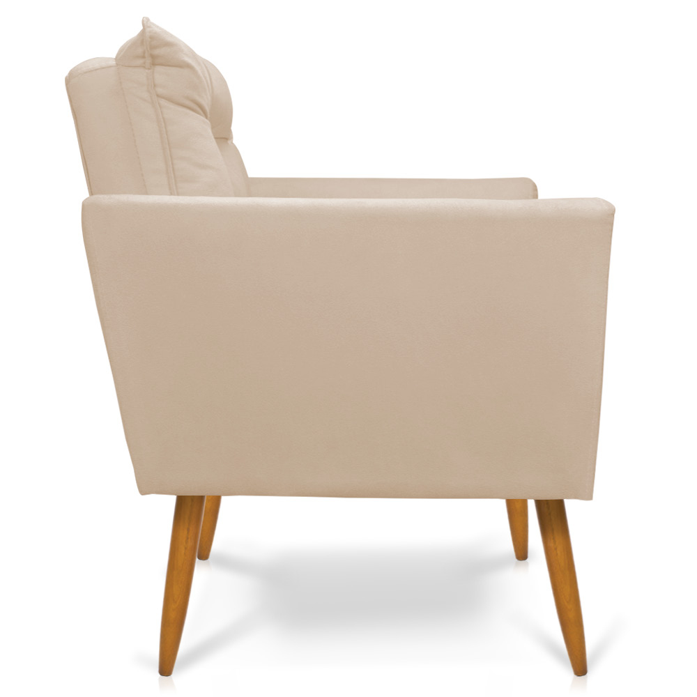 Poltrona Tais Suede Pés Palito Castanho - D'Rossi