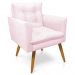 Poltrona Tais Suede Rosa Bebê Pés Palito Castanho - D'Rossi