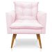 Poltrona Tais Suede Rosa Bebê Pés Palito Castanho - D'Rossi