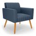 Poltrona Viena Gomada Suede Azul Marinho Pés Palito Castanho - D'Rossi