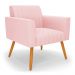 Poltrona Viena Gomada Suede Rosa Bebê Pés Palito Castanho - D'Rossi
