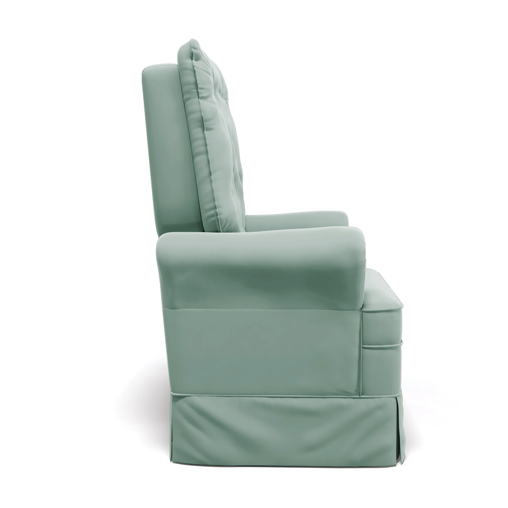 Poltrona de Amamentação com Balanço Laura Veludo Verde Turquesa TB112 Base de Madeira - D'Rossi
