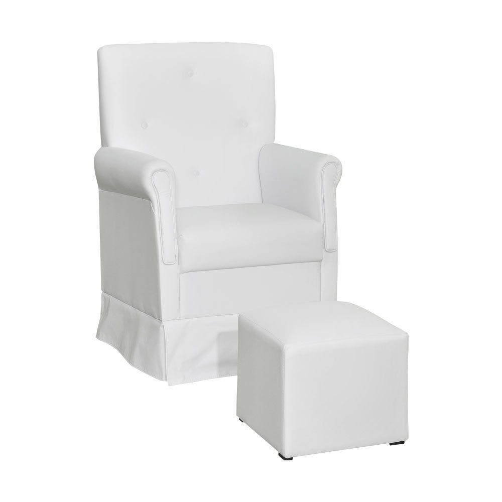 Poltrona de Amamentação com Puff Suzi Balanço Corino Branco K-1031 D'Rossi