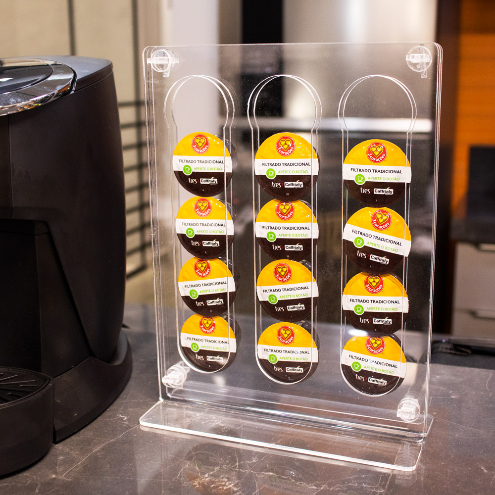 Porta Cápsula de Café Três Corações Vertical Acrílico D'Rossi