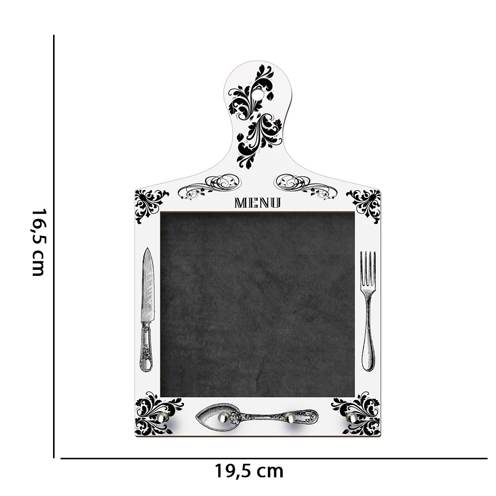Porta Chaves com Lousa Tábua de Carne Decorativa D'Rossi