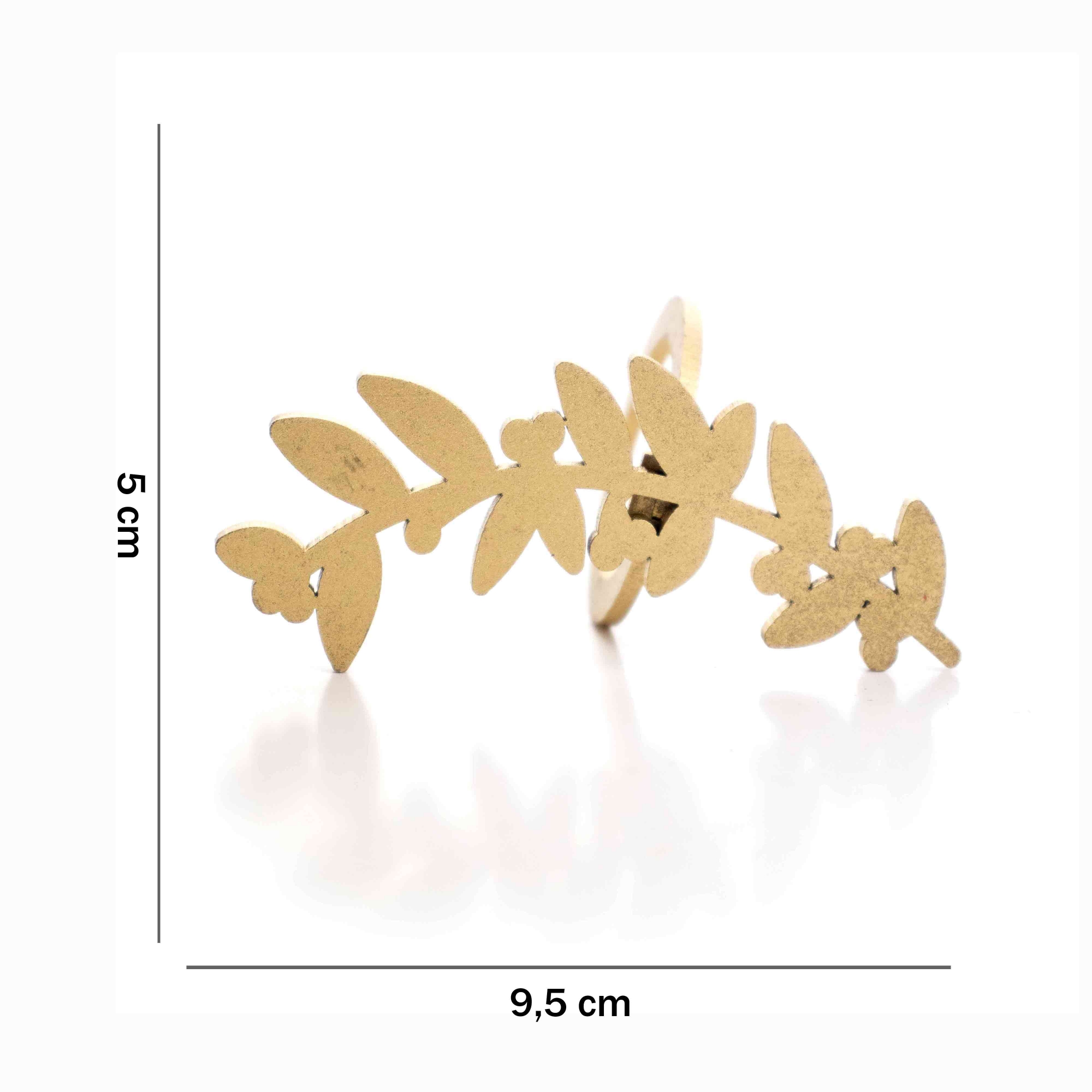 Porta Guardanapo Natal Folhagem Dourado 9,5cm - D'Rossi