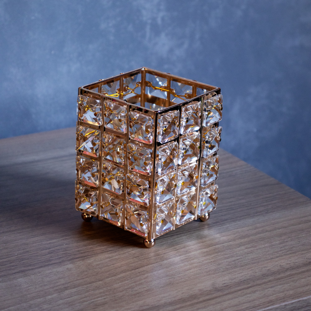 Porta Objeto Decorativo Dourado De Metal 12x09x09 cm - D'Rossi