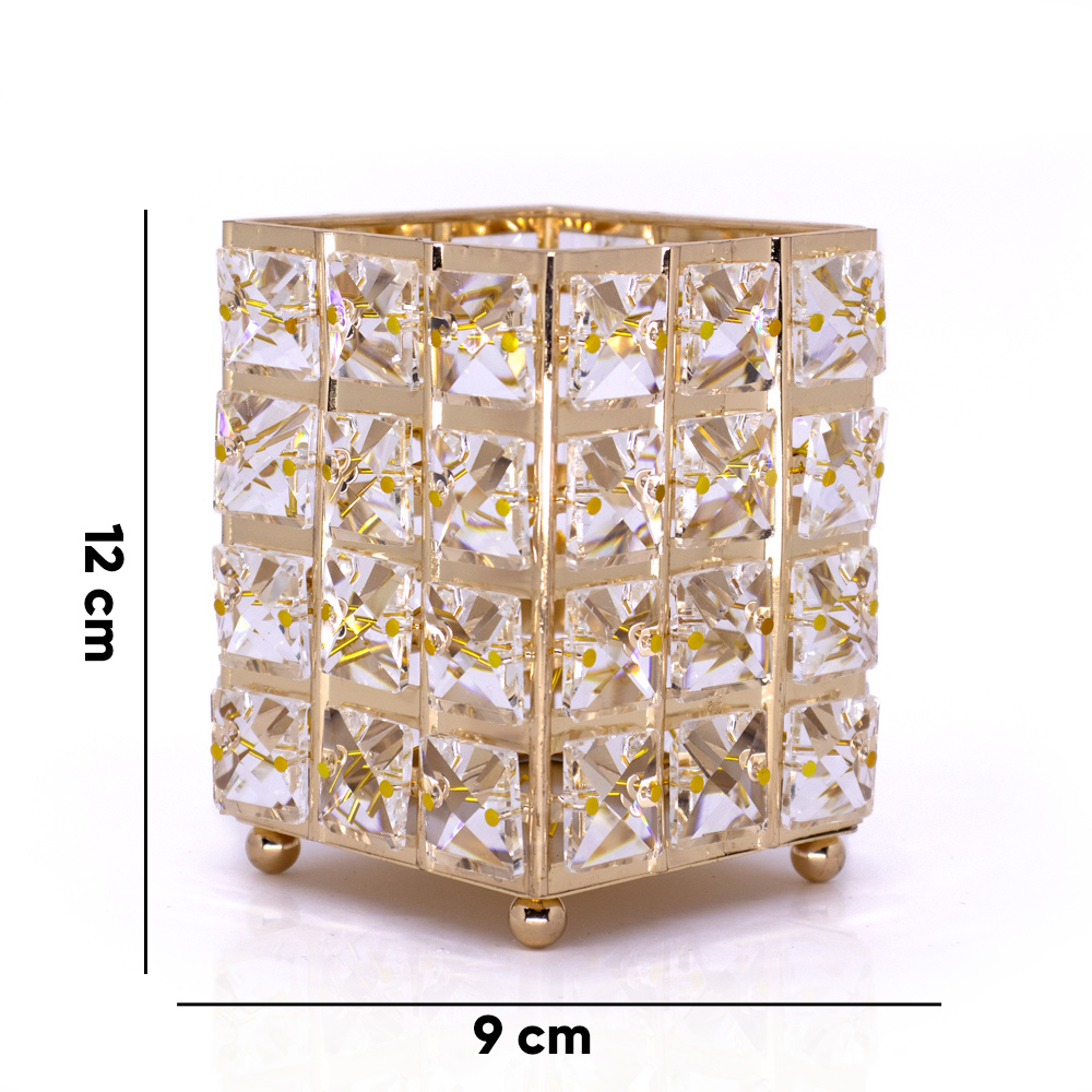 Porta Objeto Decorativo Dourado De Metal 12x09x09 cm - D'Rossi
