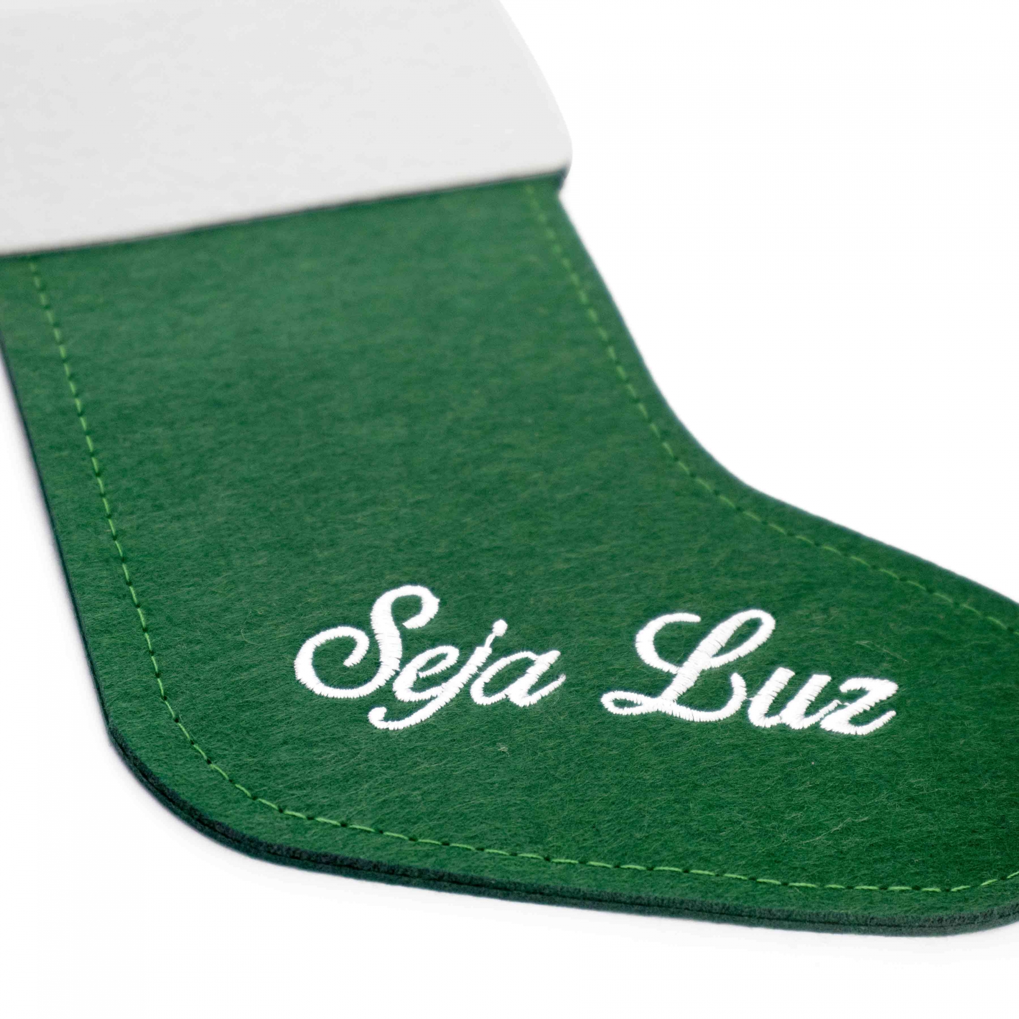 Porta Talher de Natal Bota Seja Luz Verde e Branco 20x14 cm - D'Rossi