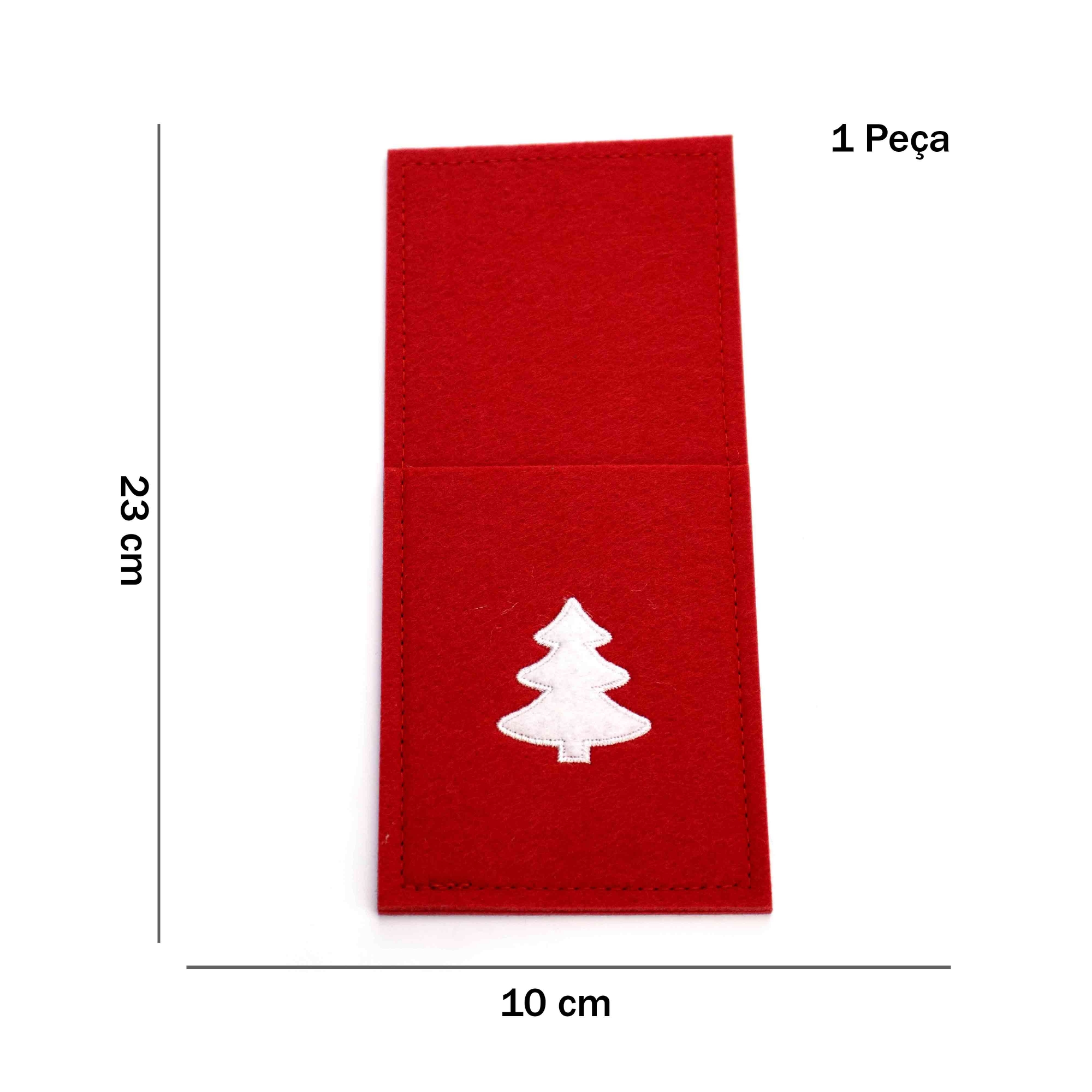 Porta talher de Natal Árvore Vermelho e Branco 23x10cm -D'Rossi