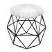Puff Aramado Hexágono Decorativo Industrial Preto com Pelúcia Branco D03 - D'Rossi