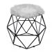 Puff Aramado Hexágono Decorativo Industrial Preto com Pelúcia Cinza D03 - D'Rossi