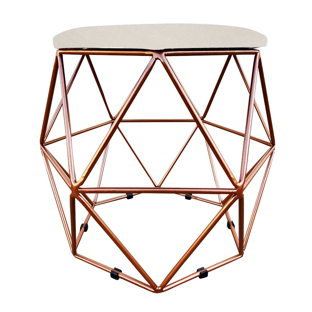 Puff Aramado Hexágono Suede Base Bronze D'Rossi