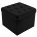 Puff Baú Capitonê Quadrado Suede Preto - D'Rossi