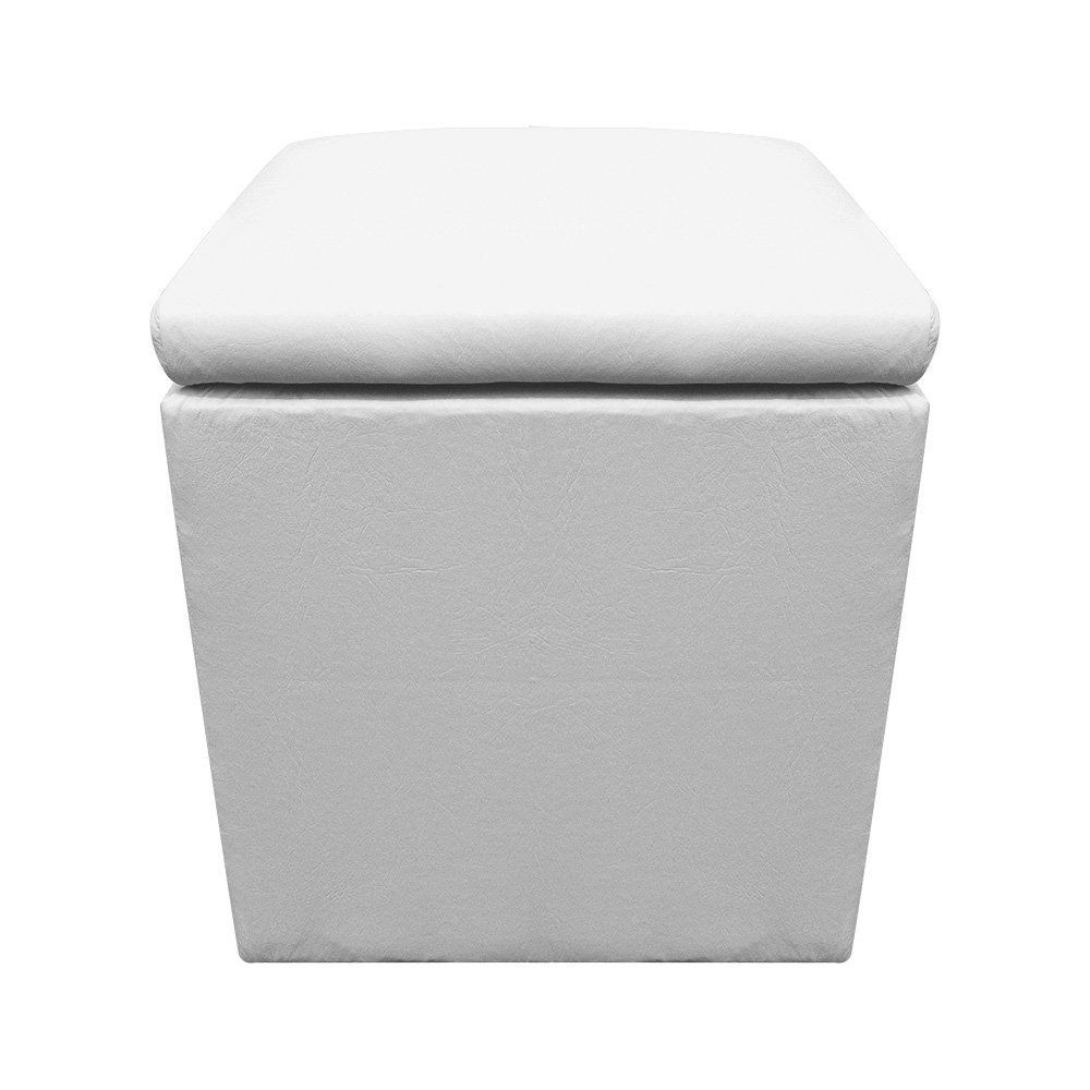 Puff Baú Dani Quadrado Corino Branco D'Rossi