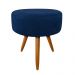 Puff Banqueta Berlim Redondo Suede Azul Marinho Pés Castanho D'Rossi