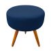 Puff Banqueta Berlim Redondo Suede Azul Marinho Pés Castanho D'Rossi