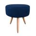 Puff Banqueta Berlim Redondo Suede Azul Marinho Pés Natural D'Rossi