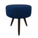 Puff Banqueta Berlim Redondo Suede Azul Marinho Pés Tabaco D'Rossi