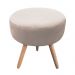 Puff Banqueta Berlim Redondo Suede Bege Pés Natural D'Rossi