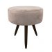 Puff Banqueta Berlim Redondo Suede Bege Pés Tabaco D'Rossi