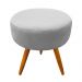 Puff Banqueta Berlim Redondo Suede Cinza Pés Castanho D'Rossi