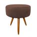 Puff Banqueta Berlim Redondo Suede Marrom Pés Castanho D'Rossi