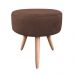 Puff Banqueta Berlim Redondo Suede Marrom Pés Natural D'Rossi