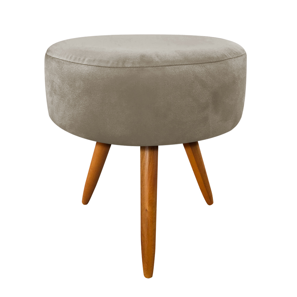 Puff Banqueta Berlim Redondo Suede Marrom Rato Pés Castanho D'Rossi