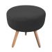 Puff Banqueta Berlim Redondo Suede Preto Pés Natural D'Rossi