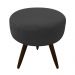 Puff Banqueta Berlim Redondo Suede Preto Pés Tabaco D'Rossi