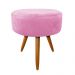 Puff Banqueta Berlim Redondo Suede Rosa Bebê Pés Castanho D'Rossi
