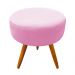 Puff Banqueta Berlim Redondo Suede Rosa Bebê Pés Castanho D'Rossi
