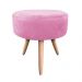 Puff Banqueta Berlim Redondo Suede Rosa Bebê Pés Natural D'Rossi