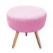 Puff Banqueta Berlim Redondo Suede Rosa Bebê Pés Natural D'Rossi