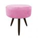 Puff Banqueta Berlim Redondo Suede Rosa Bebê Pés Tabaco D'Rossi
