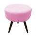 Puff Banqueta Berlim Redondo Suede Rosa Bebê Pés Tabaco D'Rossi