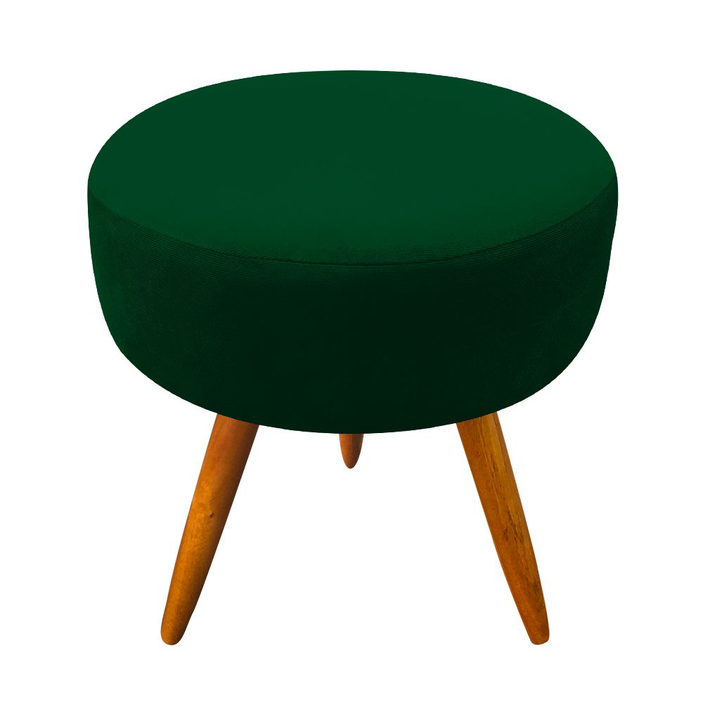 Puff Banqueta Berlim Redondo Suede Verde Pés Castanho D'Rossi