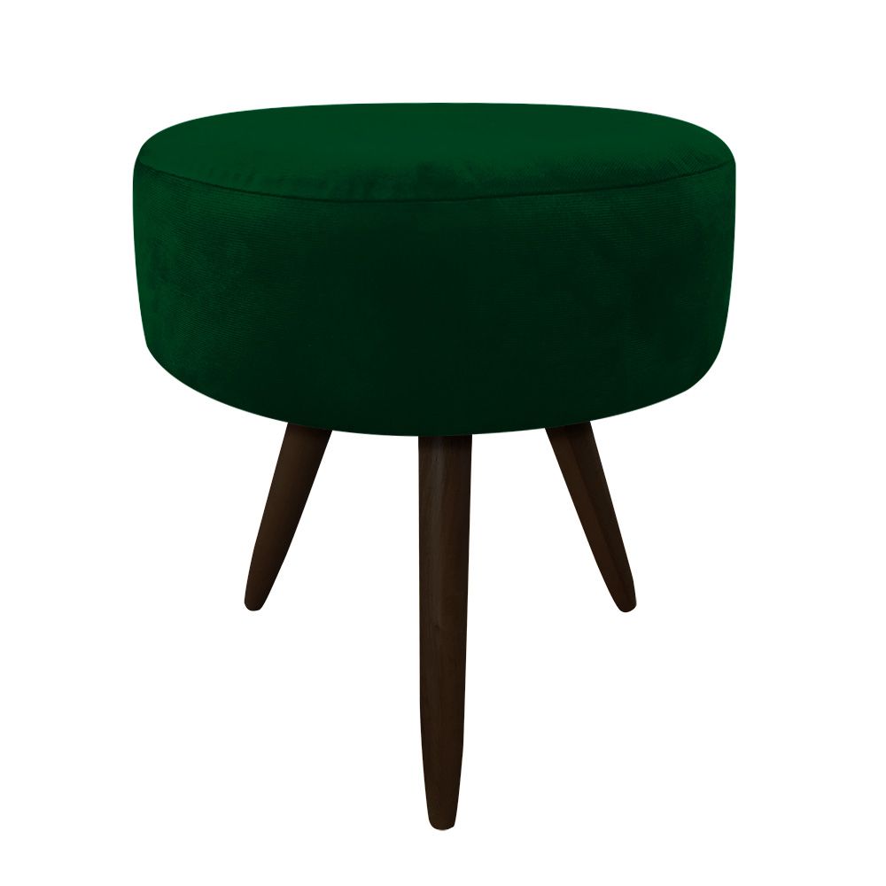 Puff Banqueta Berlim Redondo Suede Verde Pés Tabaco D'Rossi