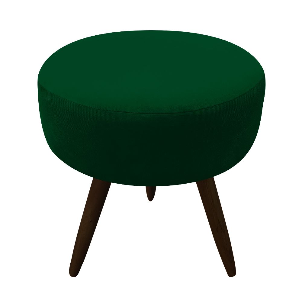Puff Banqueta Berlim Redondo Suede Verde Pés Tabaco D'Rossi