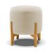 Puff Banqueta Decorativo Base Madeira Stella Bouclê Bege D03 - D'Rossi