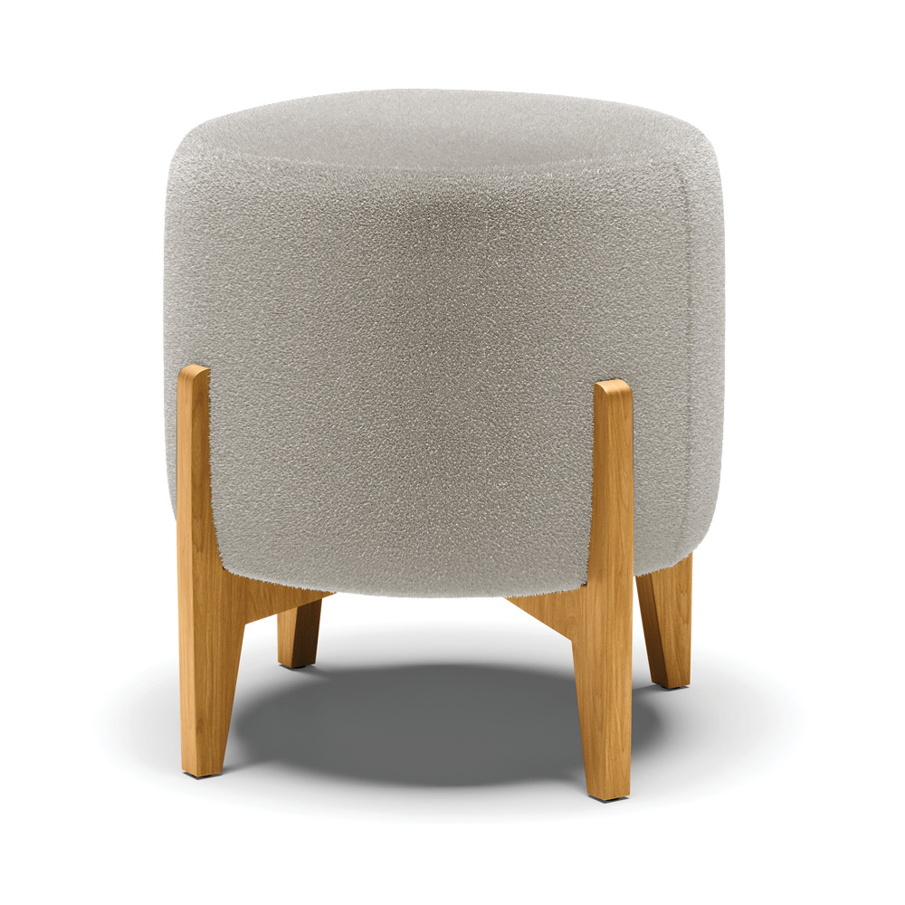 Puff Banqueta Decorativo Base Madeira Stella Bouclê Cinza P01 - D'Rossi